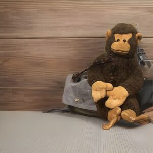 Boyds Collection JB Bean Series Brown Monkey Plush Vintage Retired Plaid Scarf